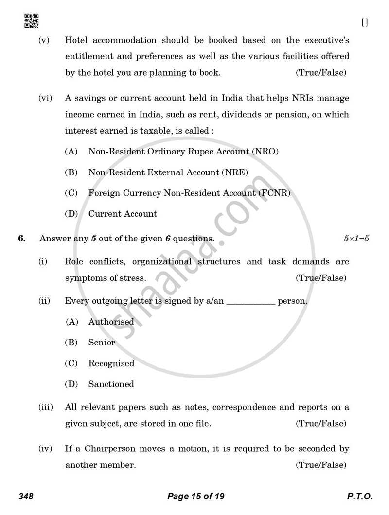 Office Procedure and Practices 2025-2026 Class 12 - CBSE (Central Board of Secondary Education) question paper with PDF download