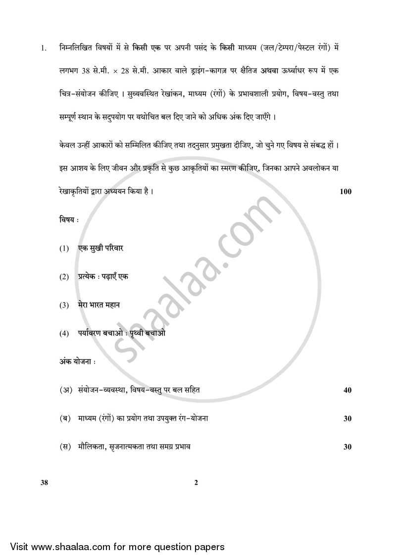 Painting 2017-2018 Class 10 - CBSE (Central Board of Secondary Education) question paper with PDF download