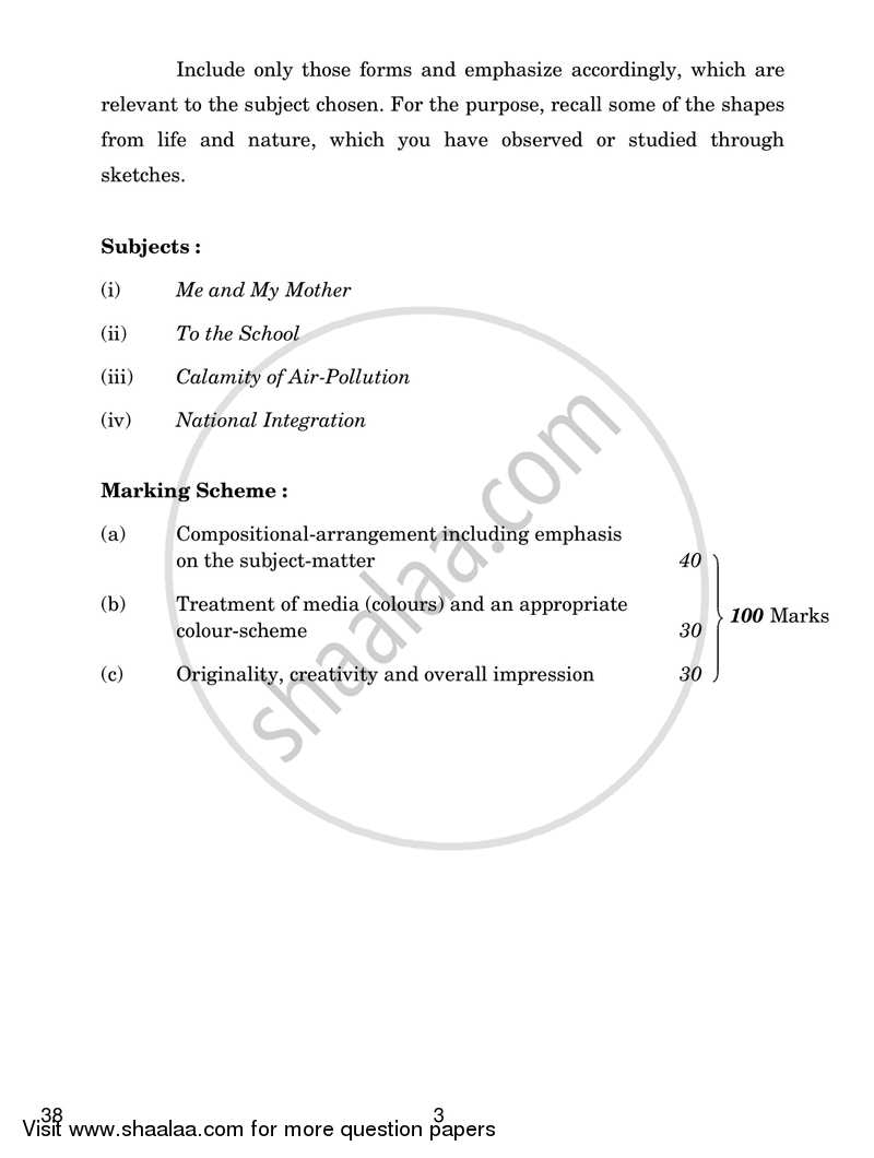 Painting 2018-2019 Class 10 - CBSE (Central Board of Secondary Education) question paper with PDF download
