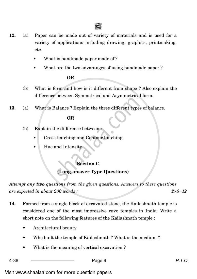 Painting 2023-2024 Class 10 - CBSE (Central Board of Secondary Education) question paper with PDF download