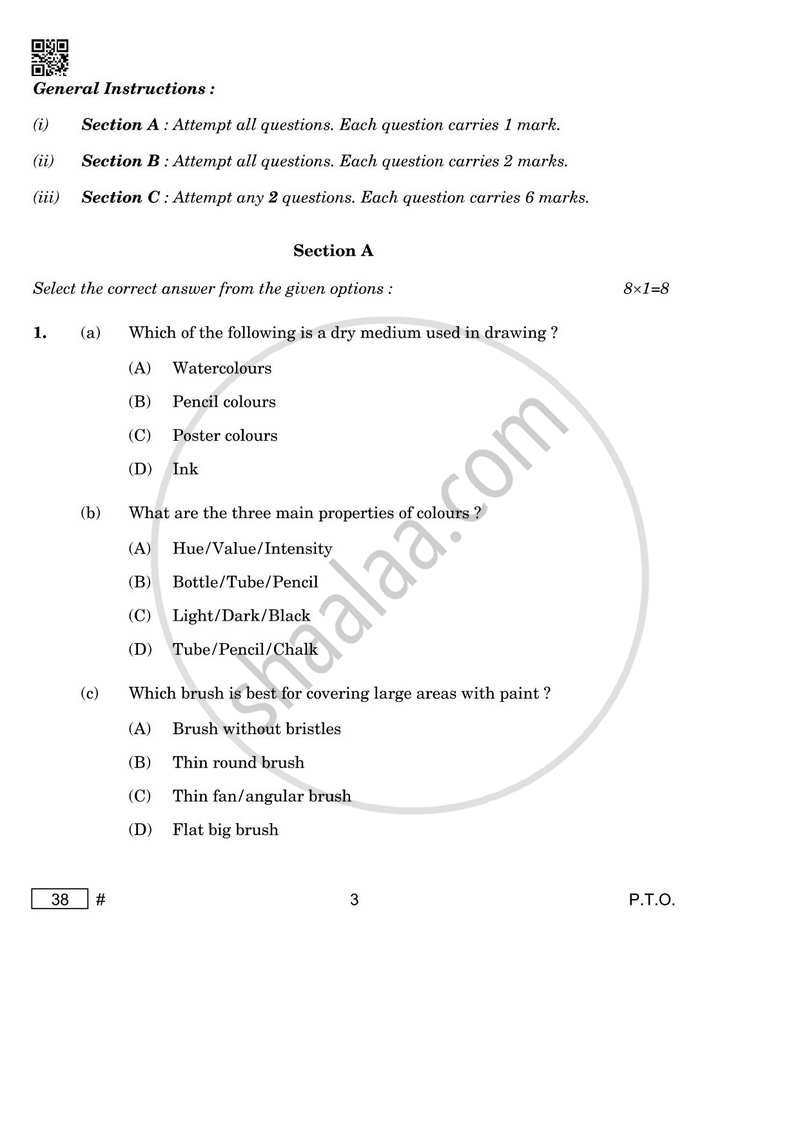 Painting 2024-2025 Class 10 - CBSE (Central Board of Secondary Education) question paper with PDF download
