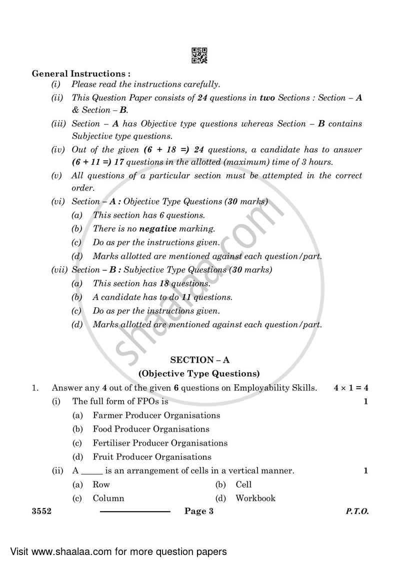 Salesmanship 2023-2024 Class 12 - CBSE (Central Board of Secondary Education) question paper with PDF download