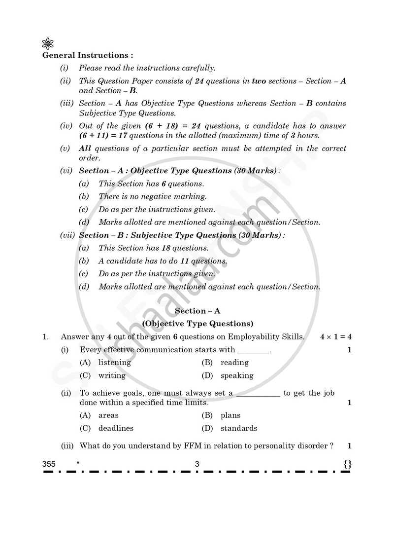 Salesmanship 2025-2026 Class 12 - CBSE (Central Board of Secondary Education) question paper with PDF download