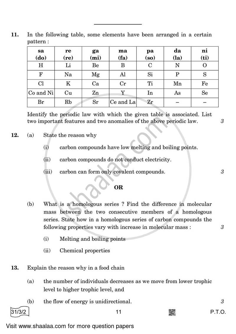 Science 2021-2022 Class 10 - CBSE (Central Board of Secondary Education) question paper with PDF download