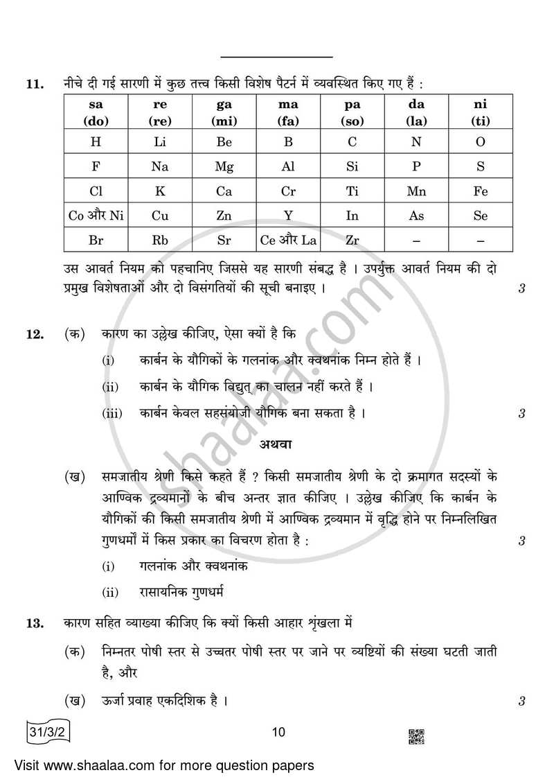 Science 2021-2022 Class 10 - CBSE (Central Board of Secondary Education) question paper with PDF download