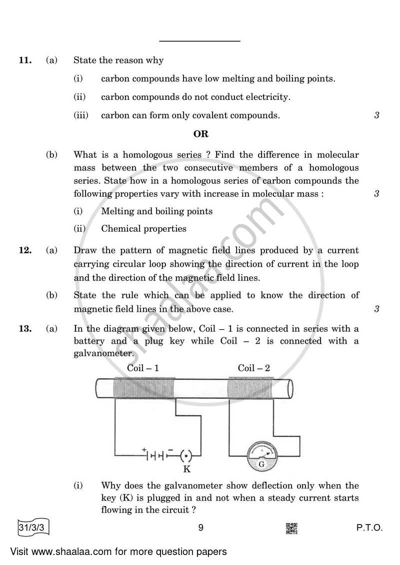 Science 2021-2022 Class 10 - CBSE (Central Board of Secondary Education) question paper with PDF download