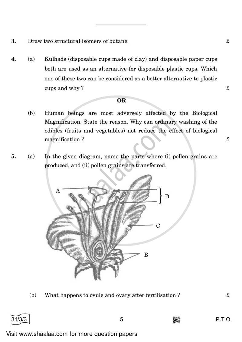 Science 2021-2022 Class 10 - CBSE (Central Board of Secondary Education) question paper with PDF download