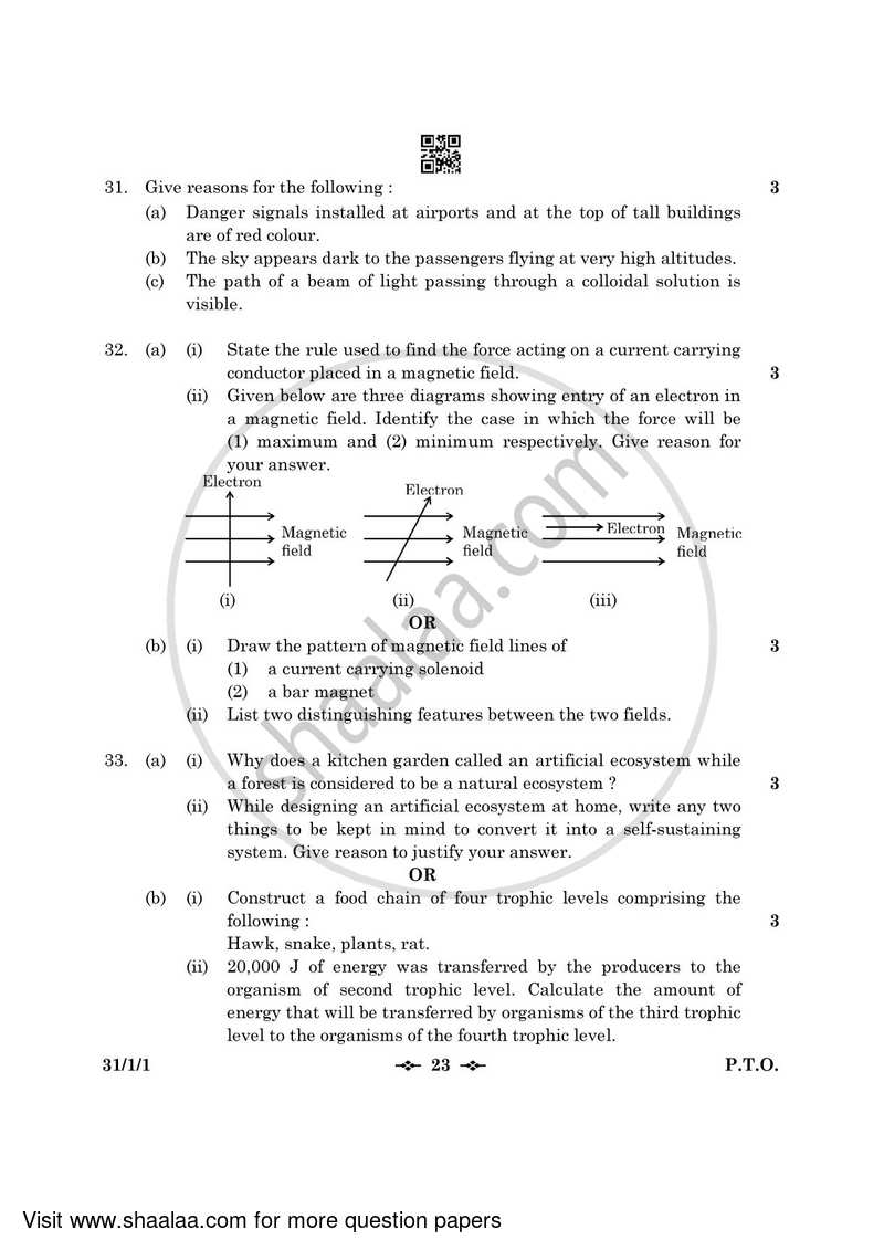 Science 2022-2023 Class 10 - CBSE (Central Board of Secondary Education) question paper with PDF download