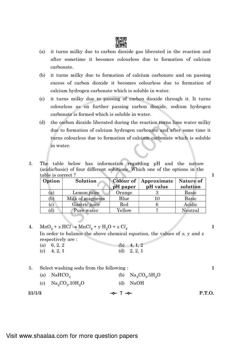 Science 2022-2023 Class 10 - CBSE (Central Board of Secondary Education) question paper with PDF download