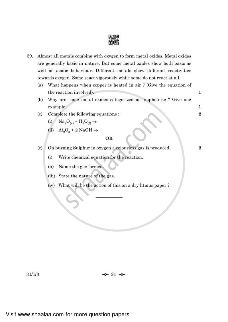 Science 2022-2023 Class 10 - CBSE (Central Board of Secondary Education) question paper with PDF download