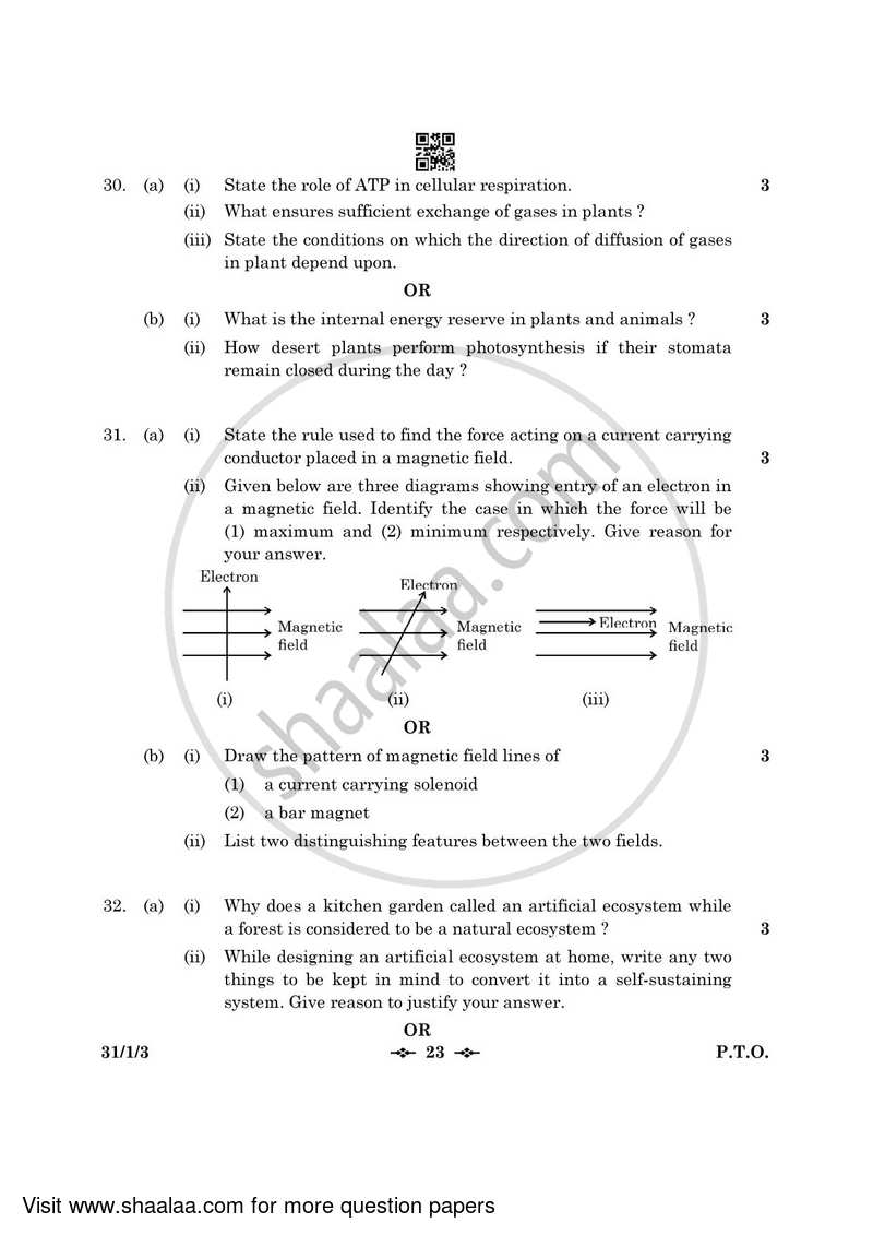 Science 2022-2023 Class 10 - CBSE (Central Board of Secondary Education) question paper with PDF download