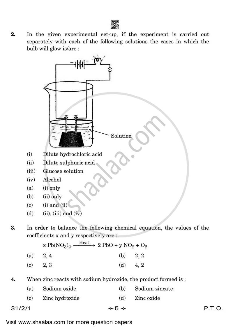 Science 2022-2023 Class 10 - CBSE (Central Board of Secondary Education) question paper with PDF download