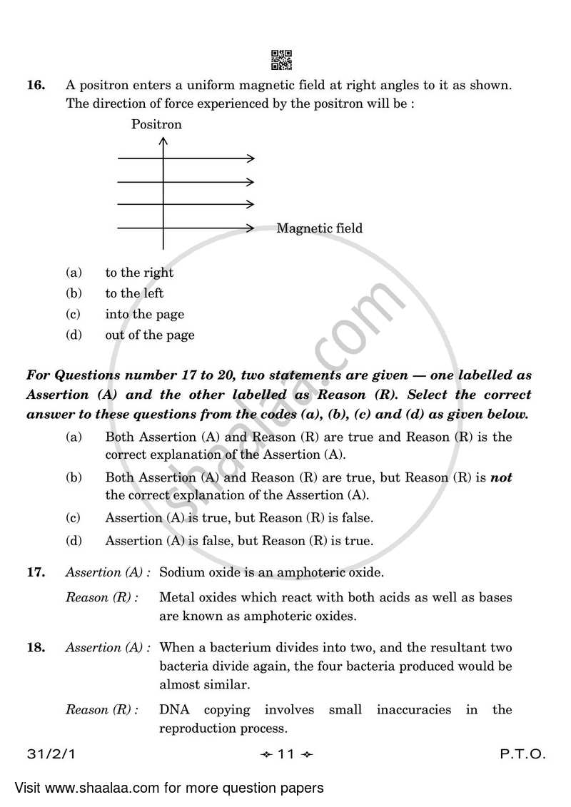 Science 2022-2023 Class 10 - CBSE (Central Board of Secondary Education) question paper with PDF download