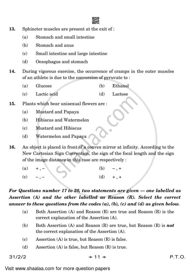 Science 2022-2023 Class 10 - CBSE (Central Board of Secondary Education) question paper with PDF download