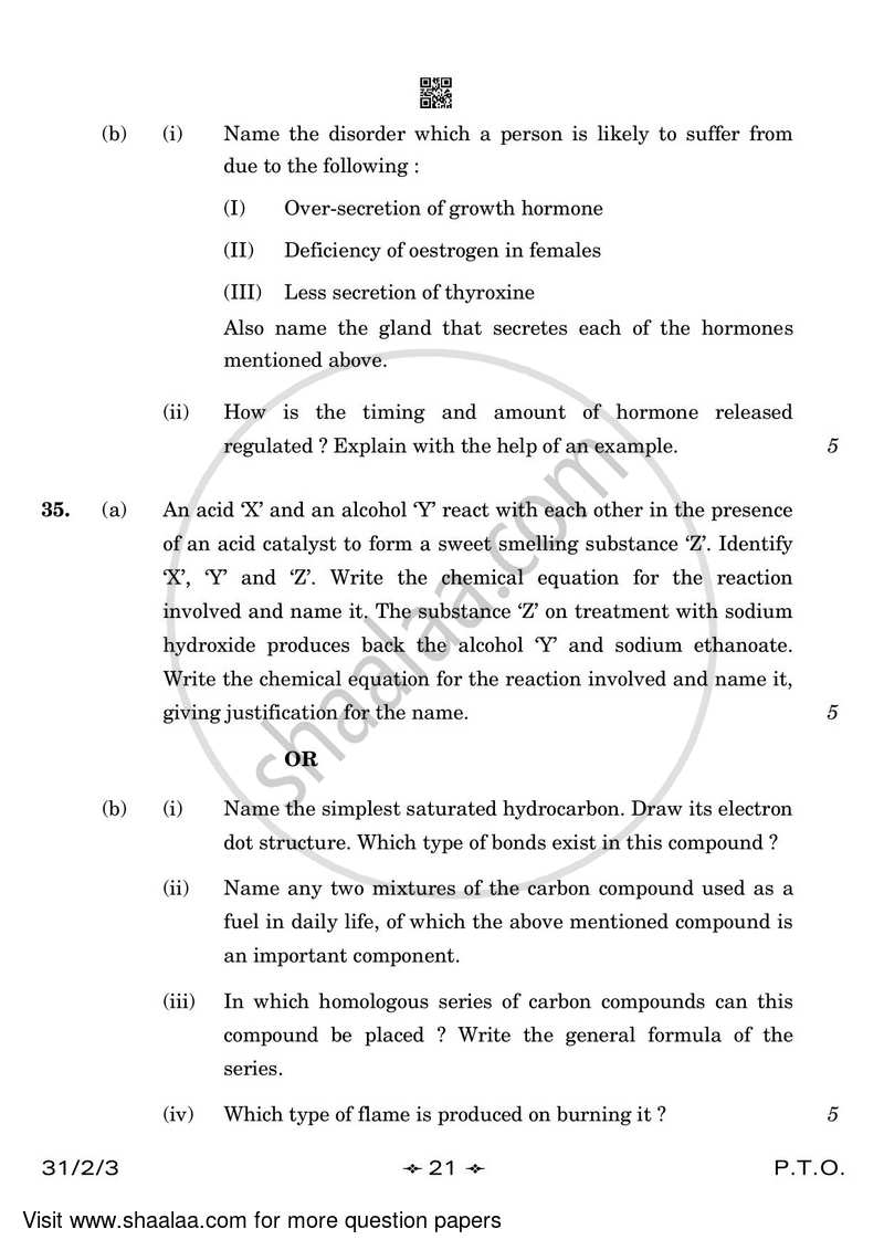 Science 2022-2023 Class 10 - CBSE (Central Board of Secondary Education) question paper with PDF download