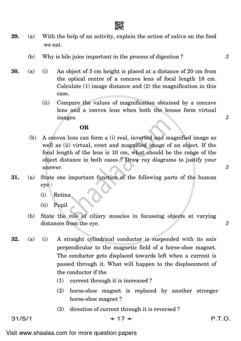 Science 2022-2023 Class 10 - CBSE (Central Board of Secondary Education) question paper with PDF download