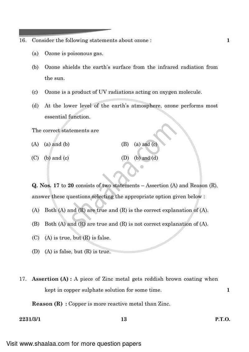 Science 2023-2024 Class 10 - CBSE (Central Board of Secondary Education) question paper with PDF download