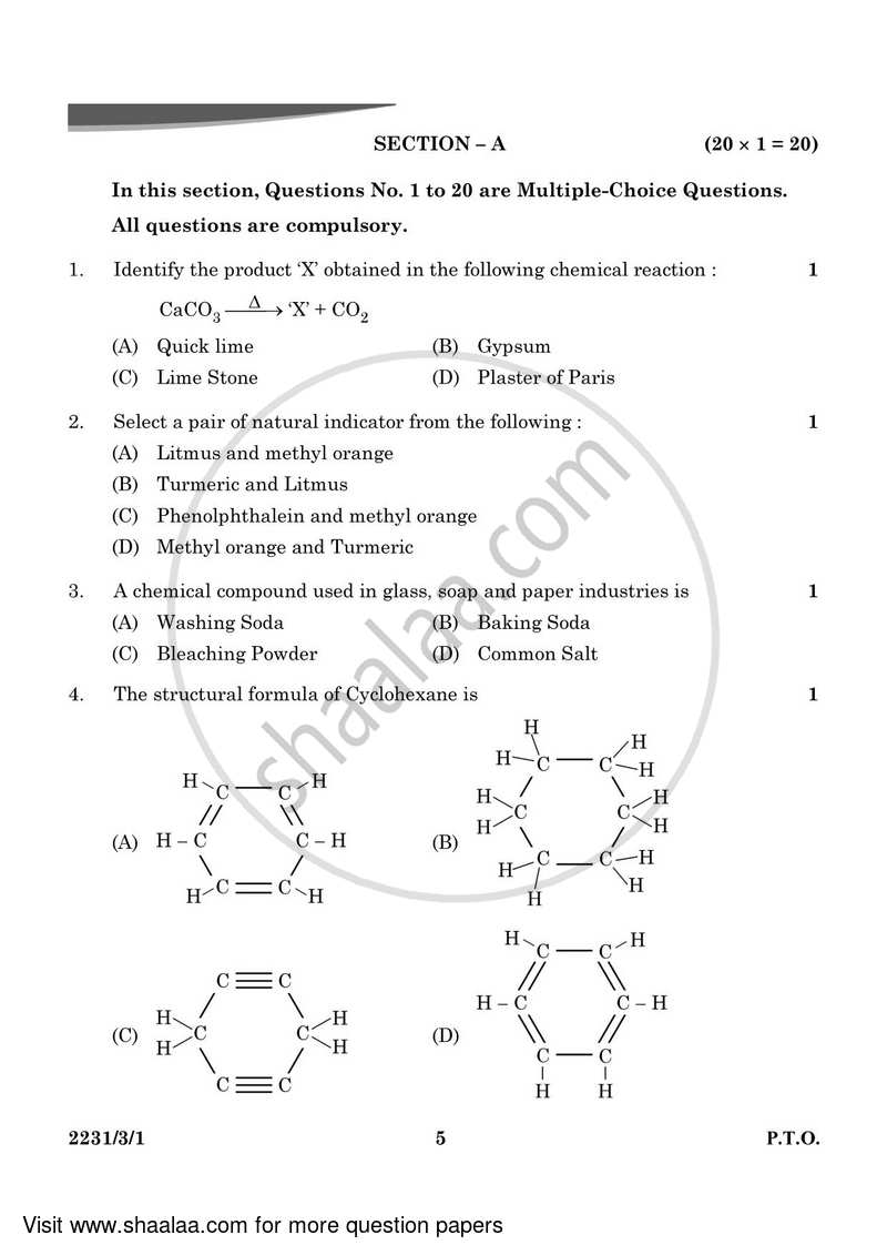 Science 2023-2024 Class 10 - CBSE (Central Board of Secondary Education) question paper with PDF download