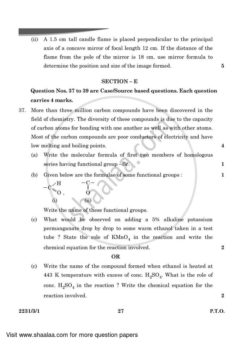 Science 2023-2024 Class 10 - CBSE (Central Board of Secondary Education) question paper with PDF download