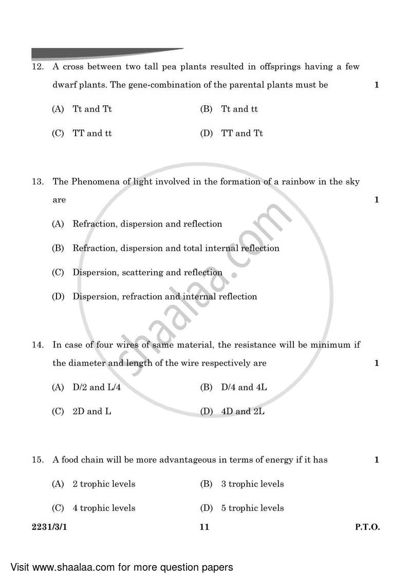 Science 2023-2024 Class 10 - CBSE (Central Board of Secondary Education) question paper with PDF download