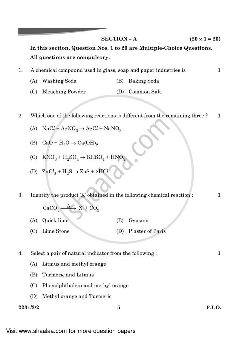 Science 2023-2024 Class 10 - CBSE (Central Board of Secondary Education) question paper with PDF download