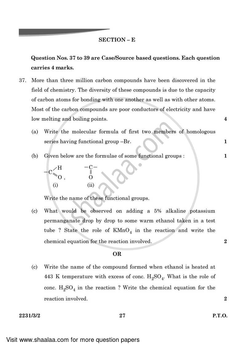 Science 2023-2024 Class 10 - CBSE (Central Board of Secondary Education) question paper with PDF download