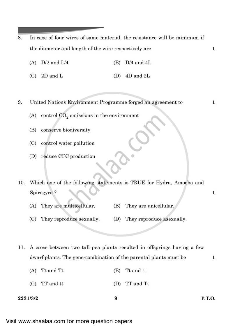 Science 2023-2024 Class 10 - CBSE (Central Board of Secondary Education) question paper with PDF download