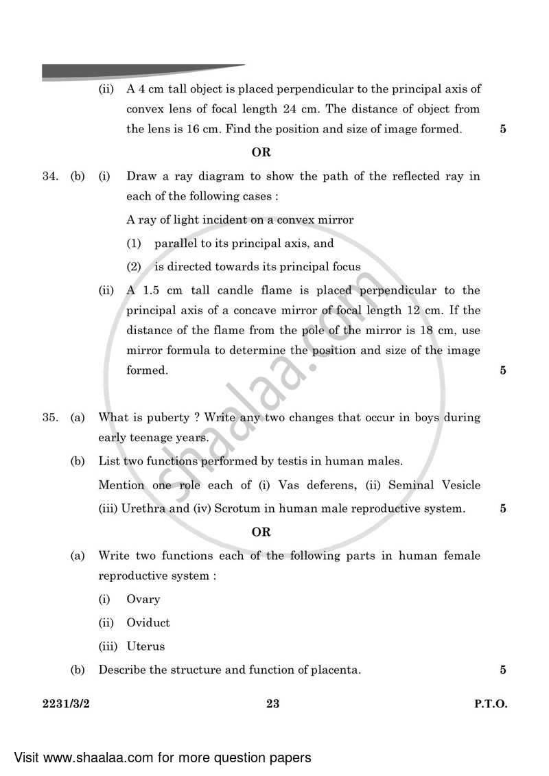 Science 2023-2024 Class 10 - CBSE (Central Board of Secondary Education) question paper with PDF download