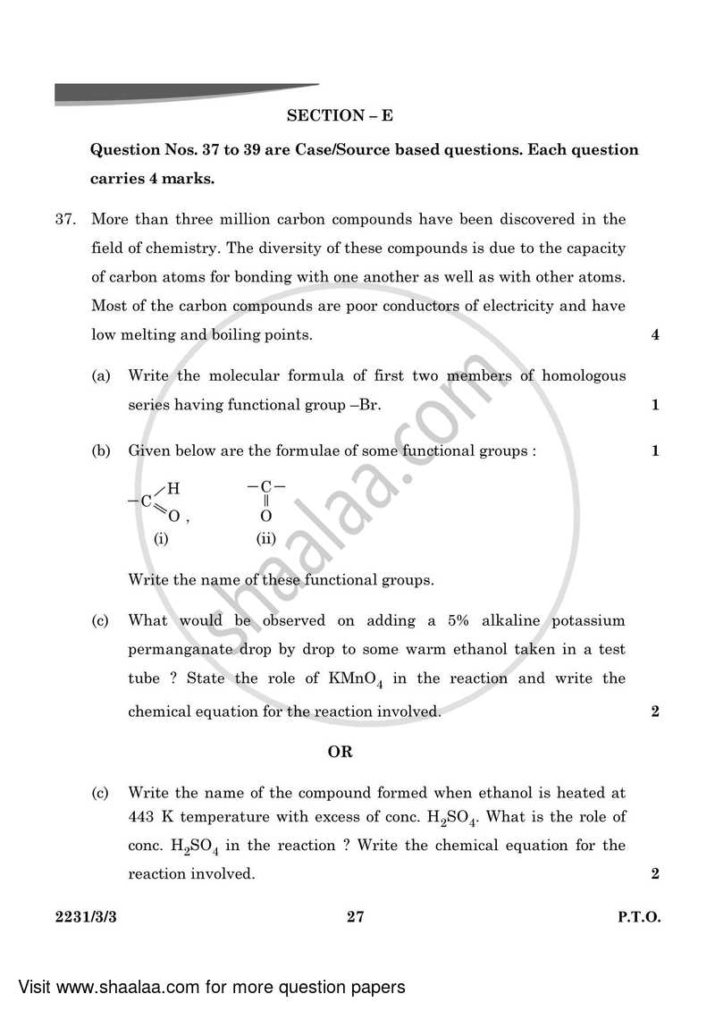 Science 2023-2024 Class 10 - CBSE (Central Board of Secondary Education) question paper with PDF download