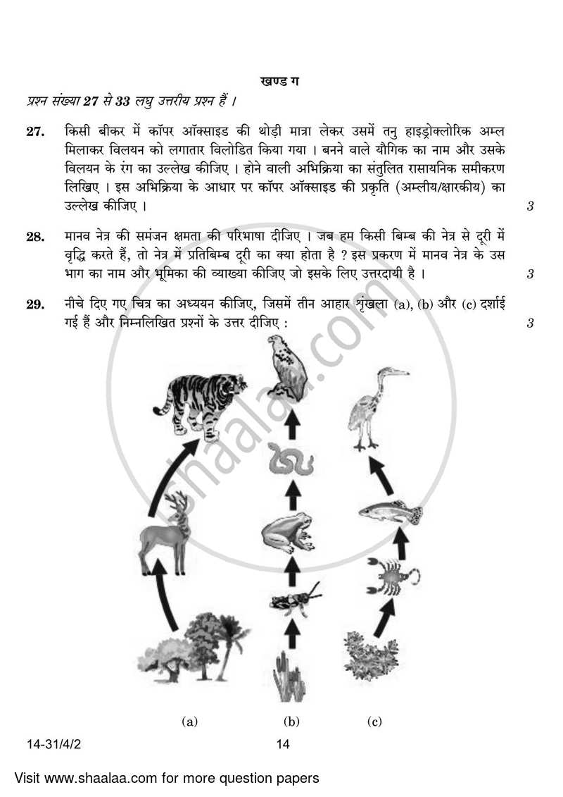 Science 2023-2024 Class 10 - CBSE (Central Board of Secondary Education) question paper with PDF download