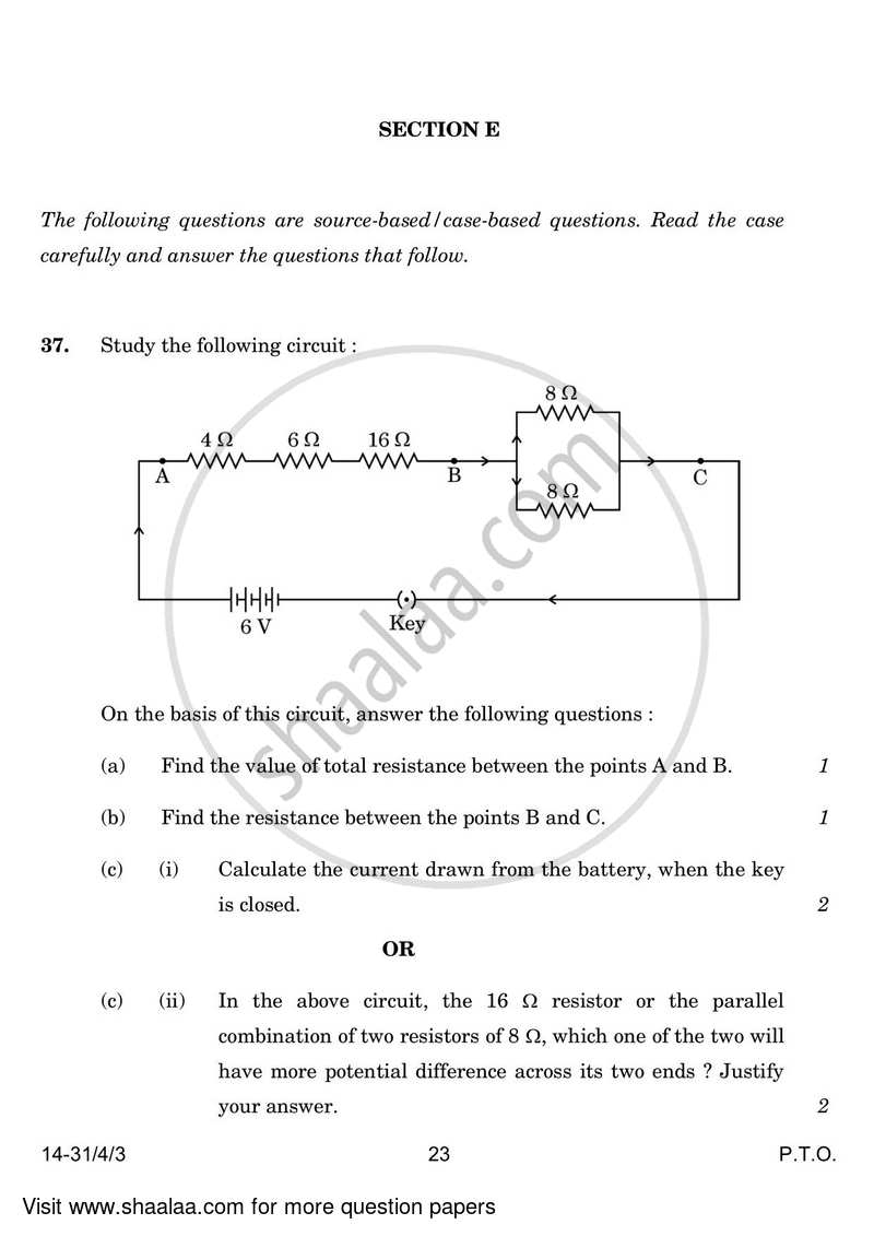 Science 2023-2024 Class 10 - CBSE (Central Board of Secondary Education) question paper with PDF download