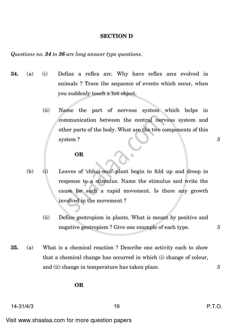 Science 2023-2024 Class 10 - CBSE (Central Board of Secondary Education) question paper with PDF download