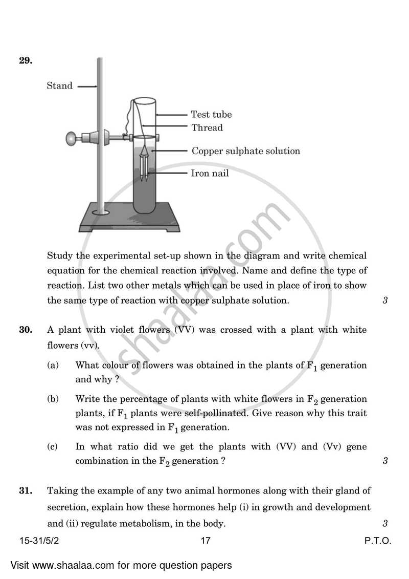 Science 2023-2024 Class 10 - CBSE (Central Board of Secondary Education) question paper with PDF download