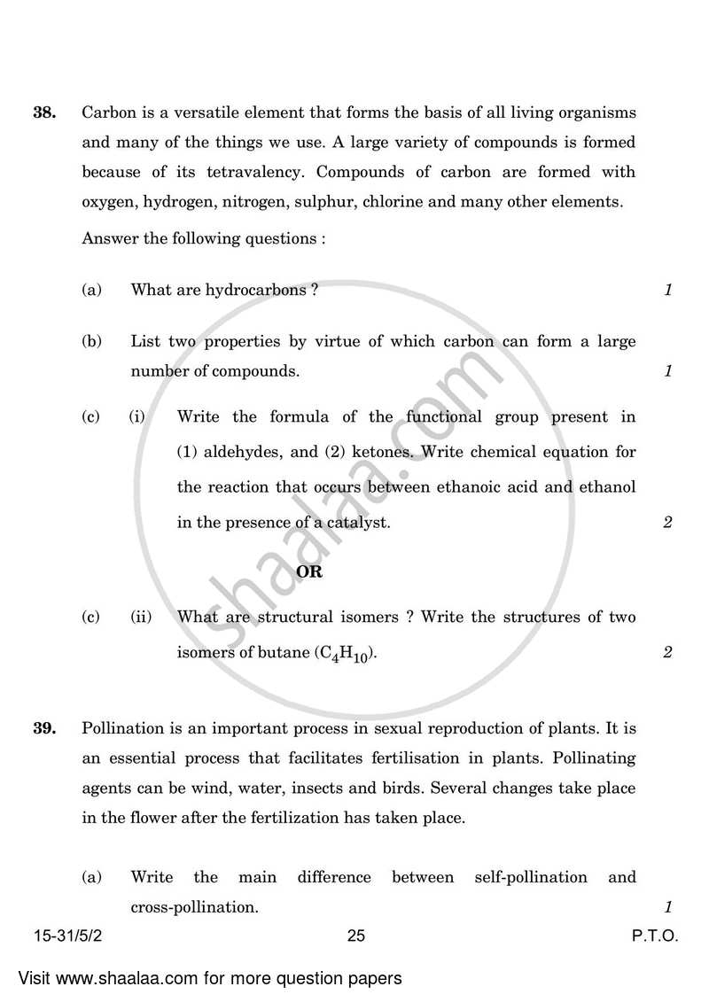 Science 2023-2024 Class 10 - CBSE (Central Board of Secondary Education) question paper with PDF download