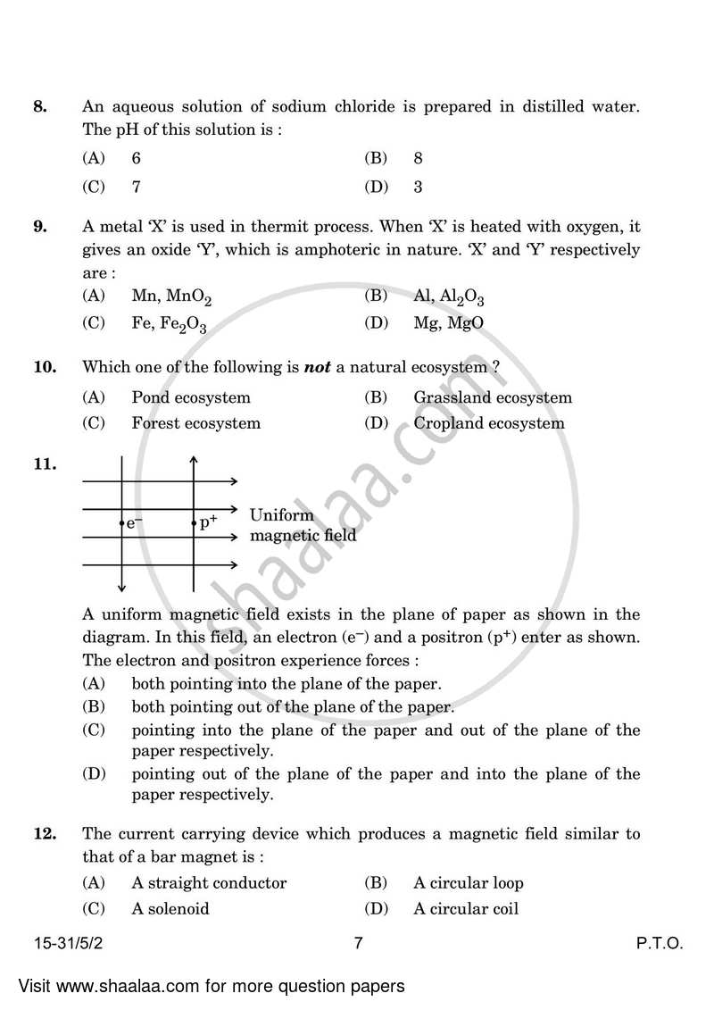 Science 2023-2024 Class 10 - CBSE (Central Board of Secondary Education) question paper with PDF download