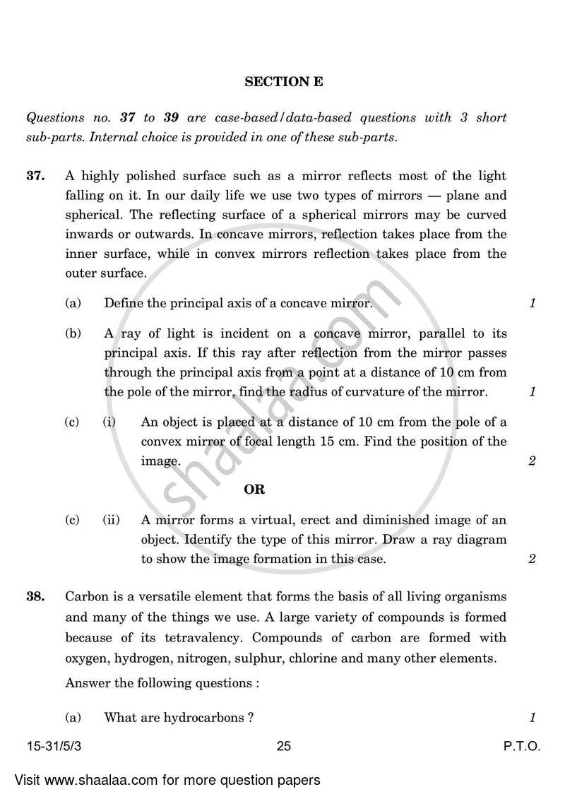 Science 2023-2024 Class 10 - CBSE (Central Board of Secondary Education) question paper with PDF download
