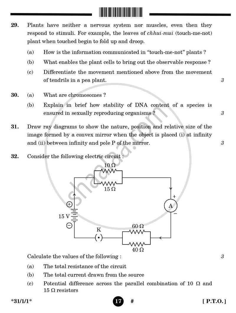 Science 2024-2025 Class 10 - CBSE (Central Board of Secondary Education) question paper with PDF download