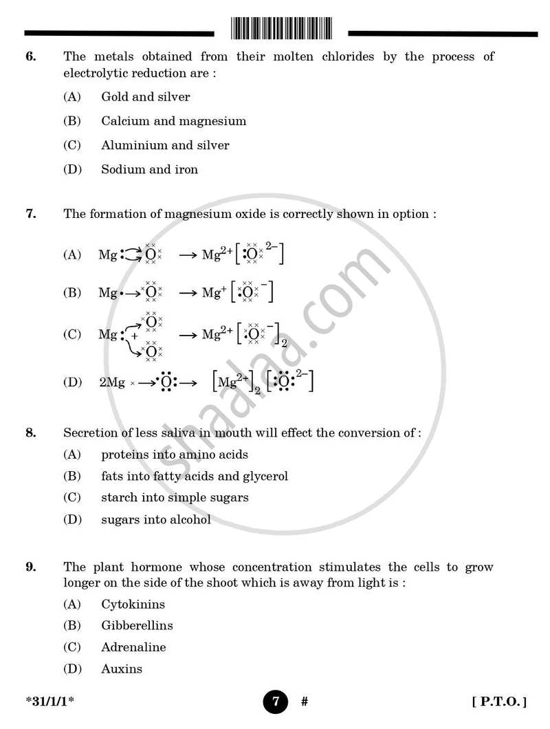 Science 2024-2025 Class 10 - CBSE (Central Board of Secondary Education) question paper with PDF download