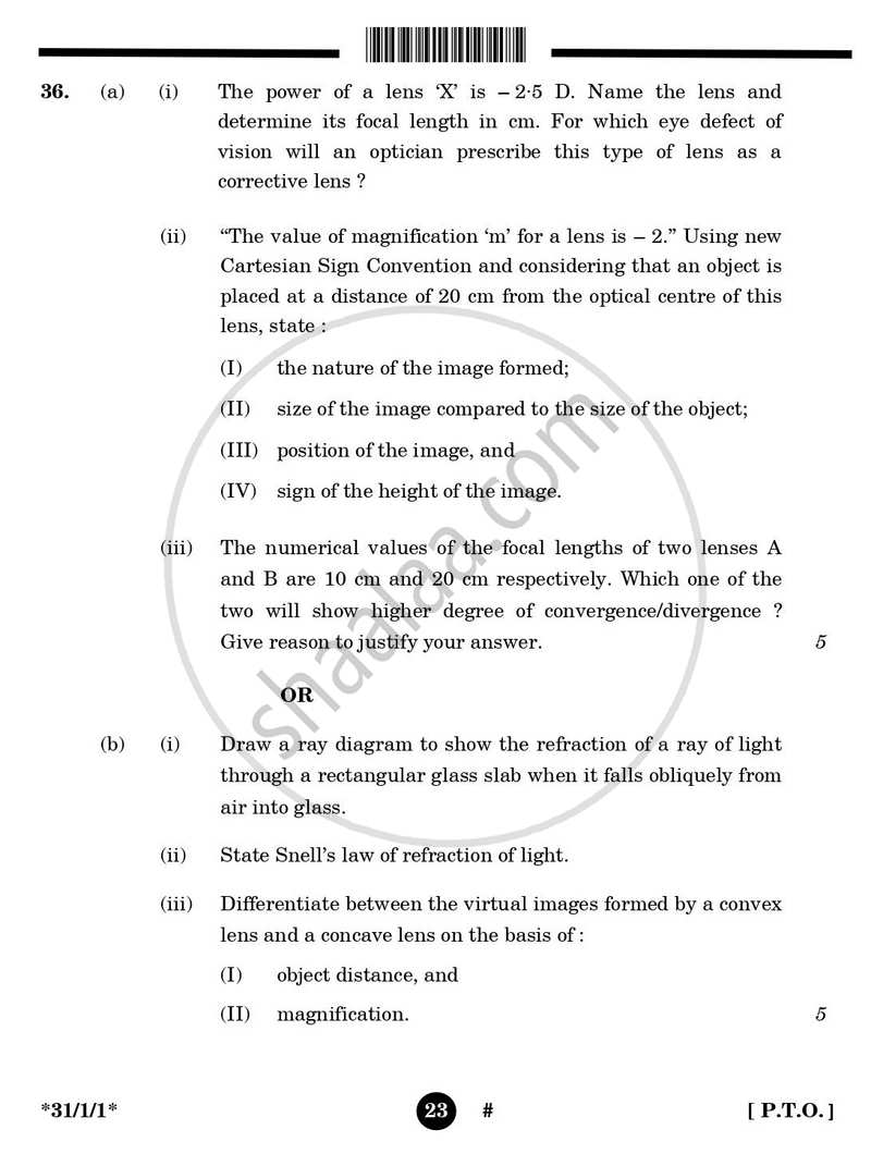 Science 2024-2025 Class 10 - CBSE (Central Board of Secondary Education) question paper with PDF download