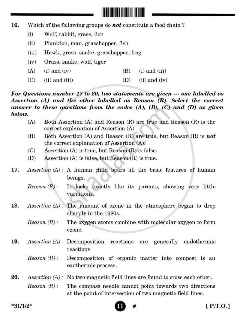 Science 2024-2025 Class 10 - CBSE (Central Board of Secondary Education) question paper with PDF download