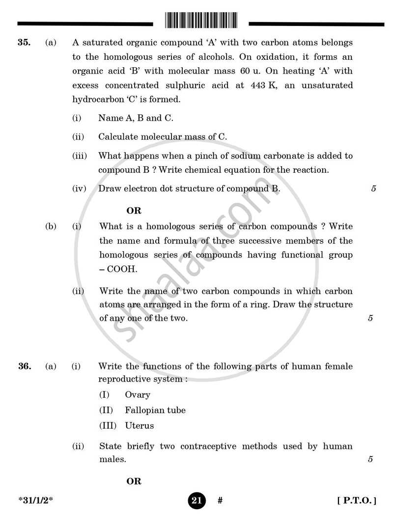 Science 2024-2025 Class 10 - CBSE (Central Board of Secondary Education) question paper with PDF download