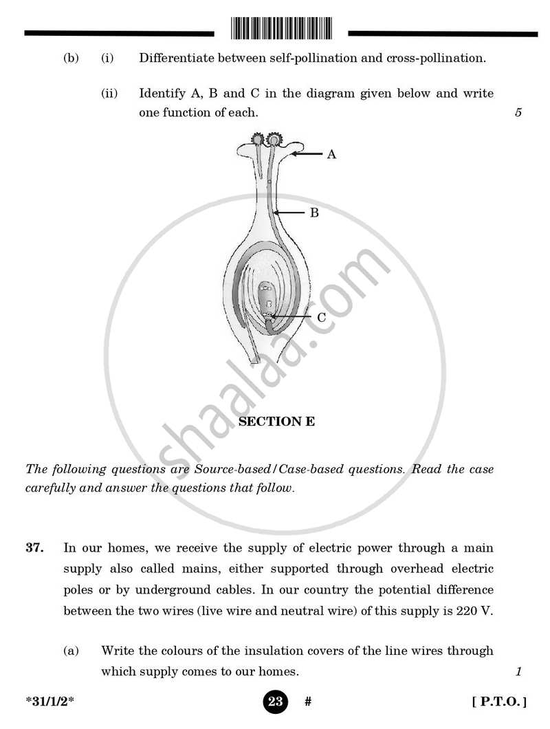Science 2024-2025 Class 10 - CBSE (Central Board of Secondary Education) question paper with PDF download