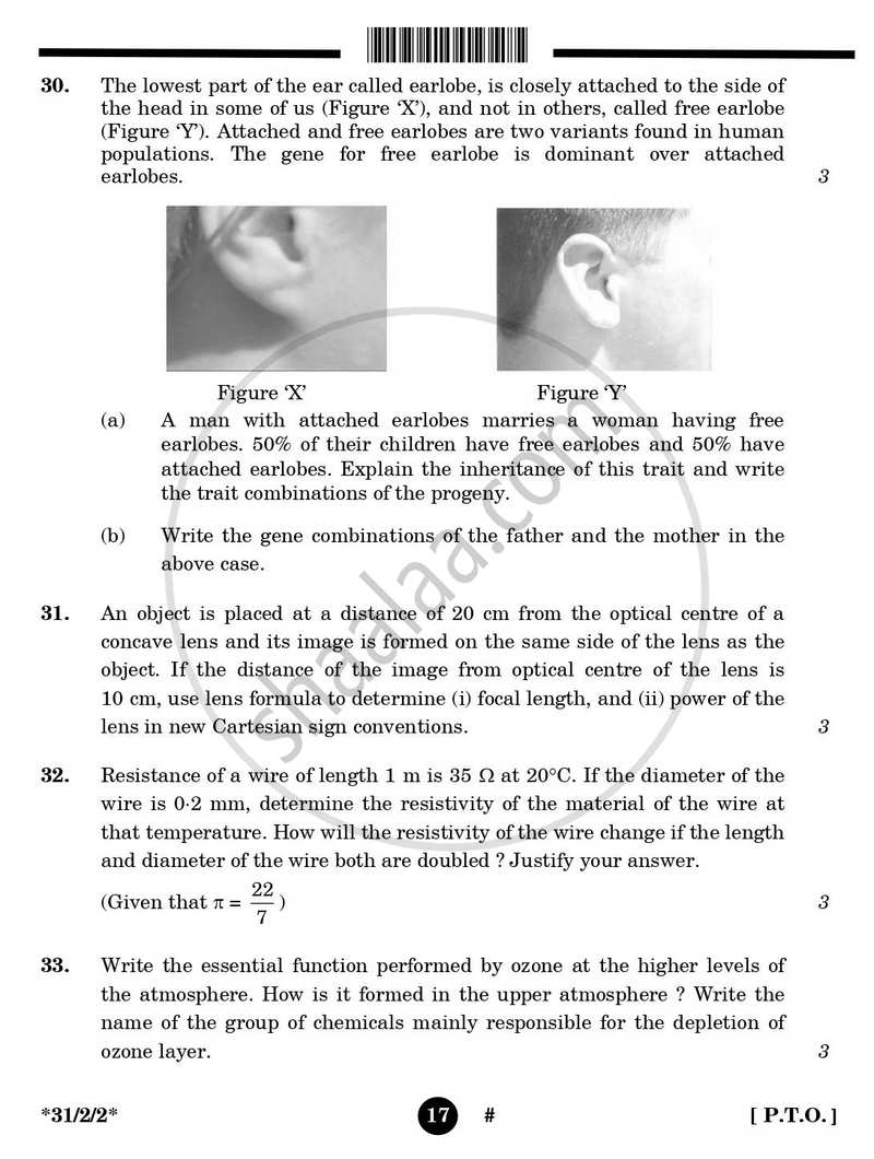 Science 2024-2025 Class 10 - CBSE (Central Board of Secondary Education) question paper with PDF download