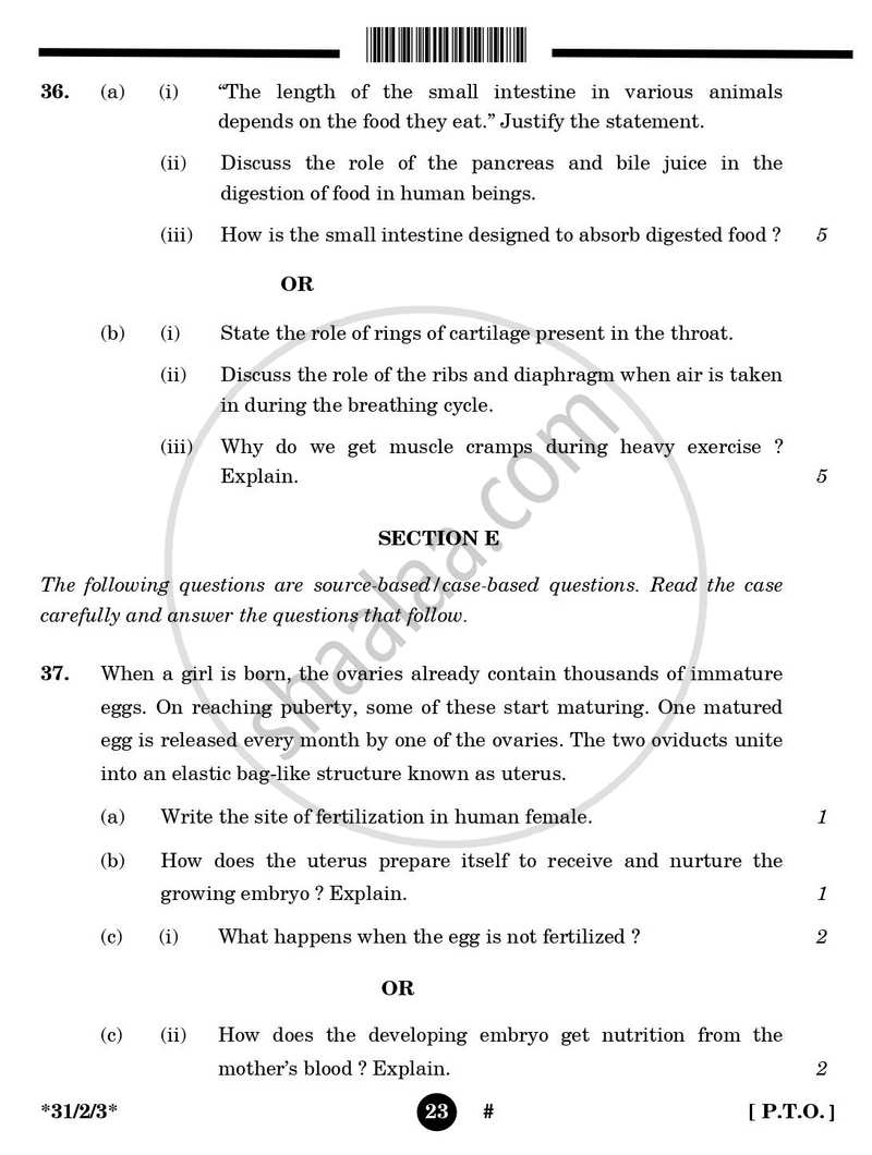Science 2024-2025 Class 10 - CBSE (Central Board of Secondary Education) question paper with PDF download