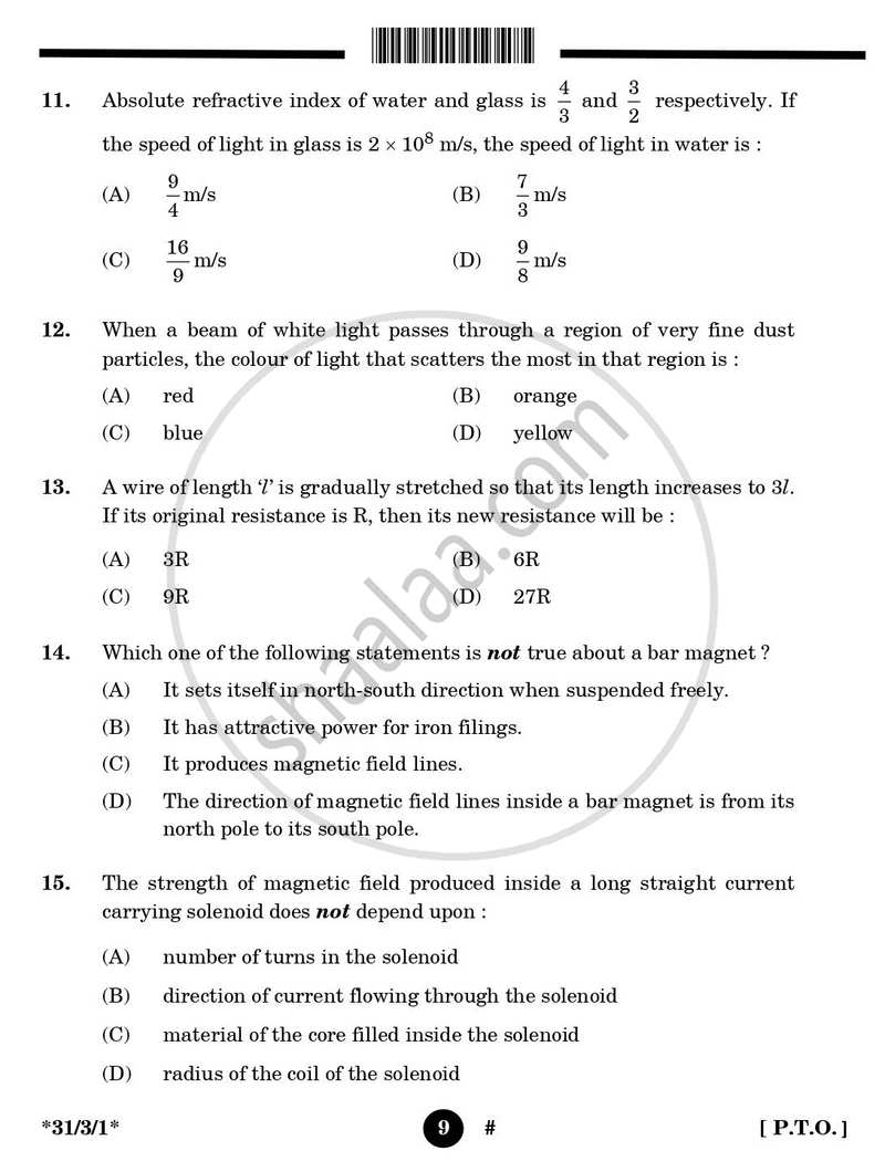 Science 2024-2025 Class 10 - CBSE (Central Board of Secondary Education) question paper with PDF download