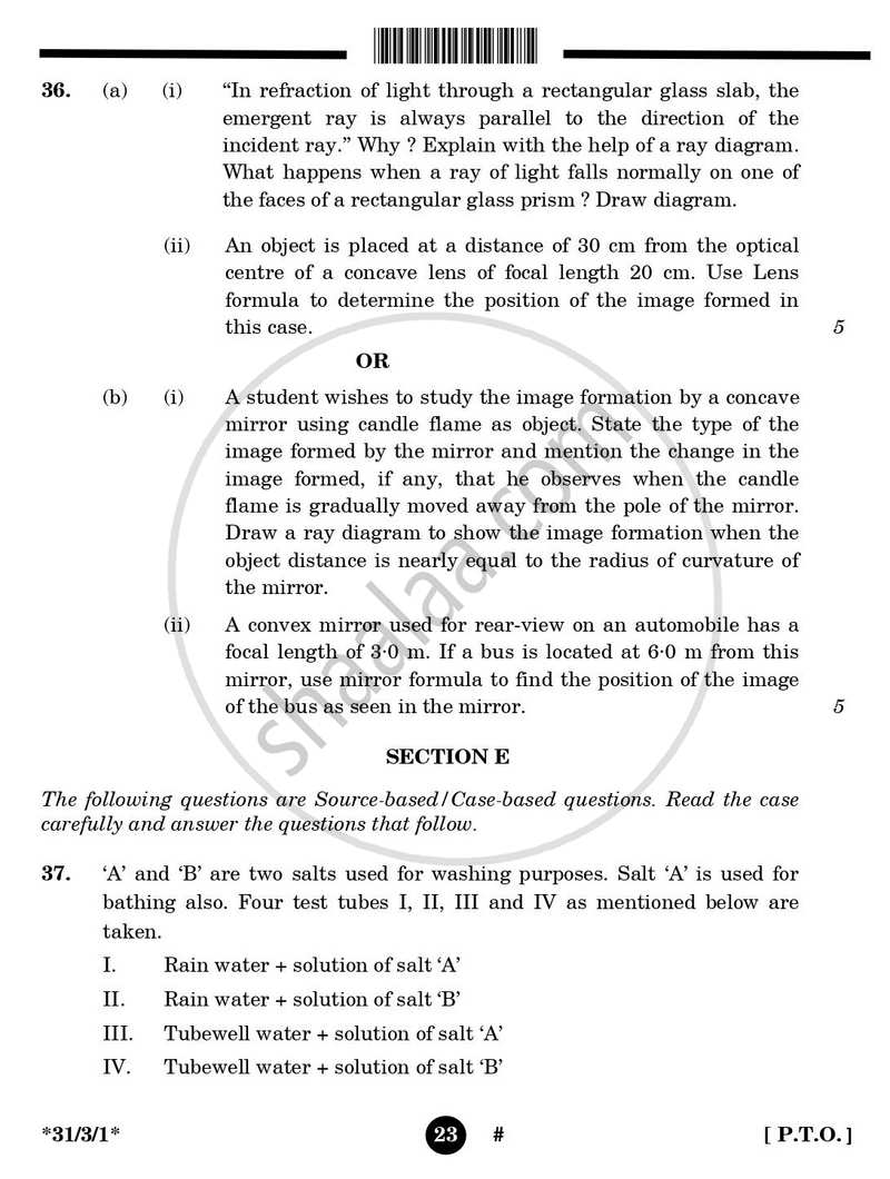 Science 2024-2025 Class 10 - CBSE (Central Board of Secondary Education) question paper with PDF download