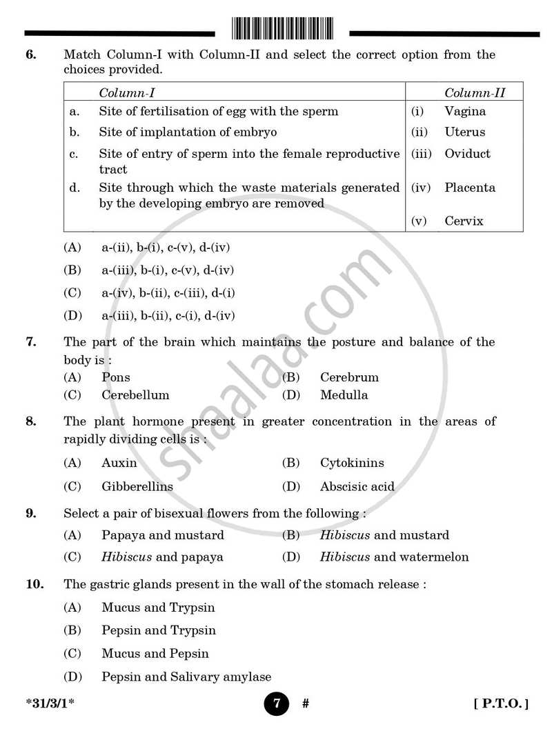 Science 2024-2025 Class 10 - CBSE (Central Board of Secondary Education) question paper with PDF download