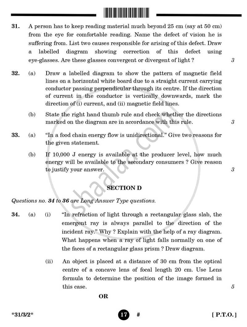 Science 2024-2025 Class 10 - CBSE (Central Board of Secondary Education) question paper with PDF download