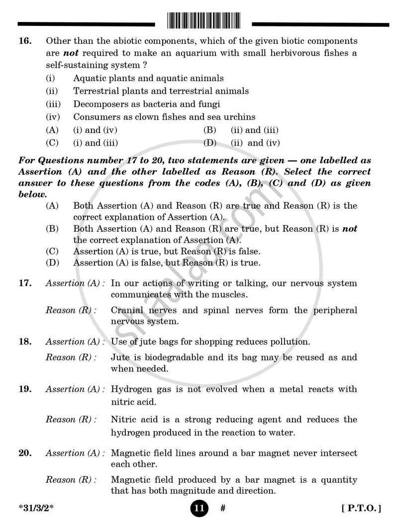 Science 2024-2025 Class 10 - CBSE (Central Board of Secondary Education) question paper with PDF download