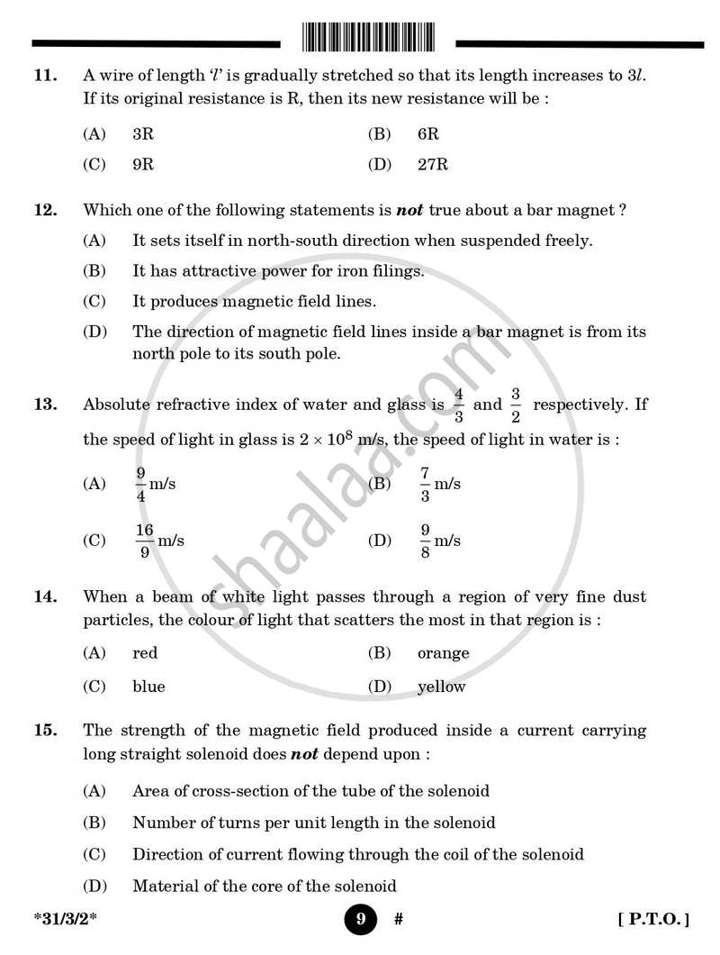 Science 2024-2025 Class 10 - CBSE (Central Board of Secondary Education) question paper with PDF download